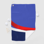 Serviette De Golf Rouge moderne, Blanc, Marine Blue Golfer Monogramm (En situation)