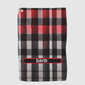 Serviette De Golf Rouge Noir Abstrait Plaid Collection moderne (Devant)