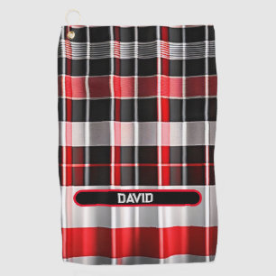 Serviette De Golf Rouge Noir Abstrait Plaid Collection populaire
