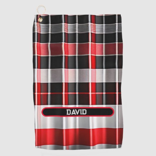 Serviette De Golf Rouge Noir Abstrait Plaid Collection populaire (Devant)