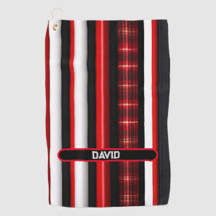 Serviette De Golf Rouge Noir Abstrait Plaid Collection tendance