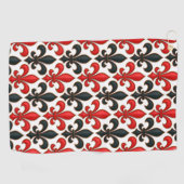 Serviette De Golf Rouge noir baroque Fleur de lis Motif Design (Horizontal)
