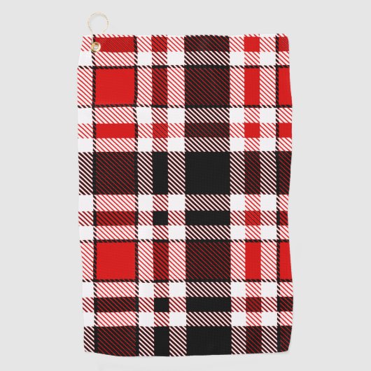 Serviette De Golf Rouge Noir Blanc Flannel Tartan Design Motif (Devant)
