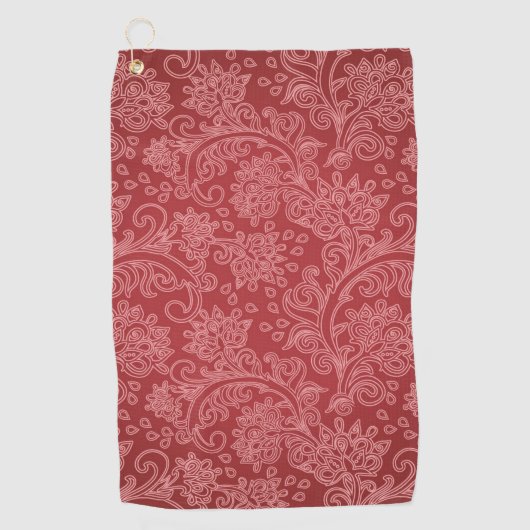Serviette De Golf Rouge Paisley Damask Designer Floral Classic (Devant)