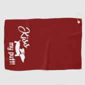 Serviette de golf rouge pour chien teckel cheeky K (Horizontal)