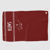 Serviette De Golf Rouge simple Golfeur (Horizontal)