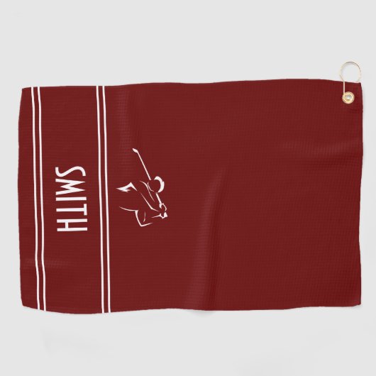 Serviette De Golf Rouge simple Golfeur (Horizontal)