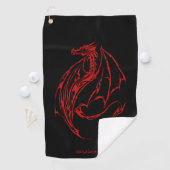 Serviette De Golf Rouge Tribal Dragon Noir (En situation)