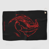 Serviette De Golf Rouge Tribal Dragon Noir (Horizontal)