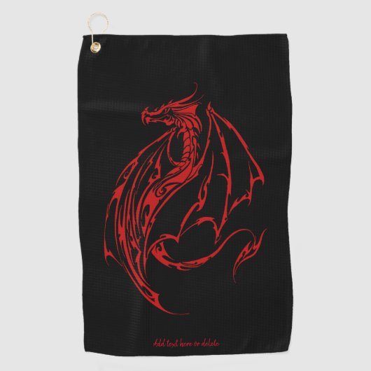 Serviette De Golf Rouge Tribal Dragon Noir (Devant)