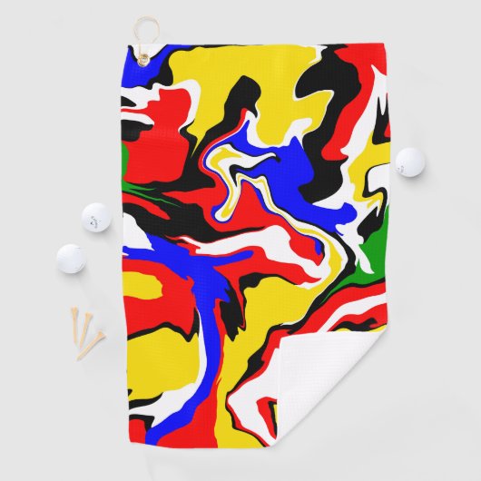 Serviette De Golf Rouges, jaunes, noirs, bleus et verts (En situation)