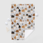 Serviette de golf Rough Collie Paws and Bones (En situation)