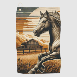 Serviette De Golf Rouille/cheval vintage/Ouest