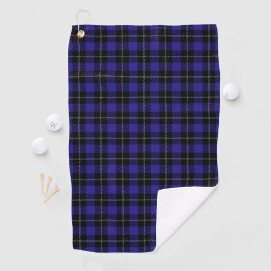 Serviette De Golf Royal Blue Black Plaid (En situation)