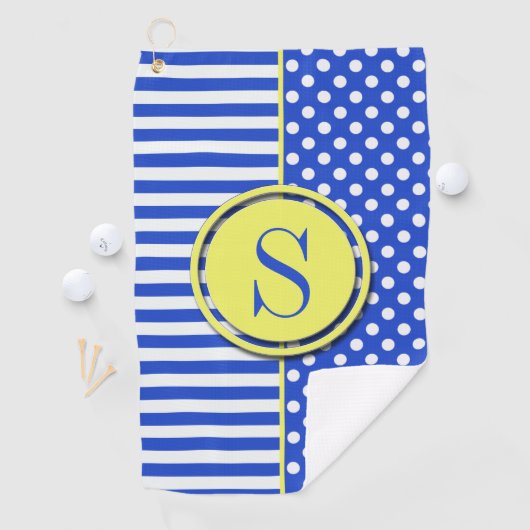Serviette De Golf Royal Blue Pois et stries-Monogram STaylor (En situation)