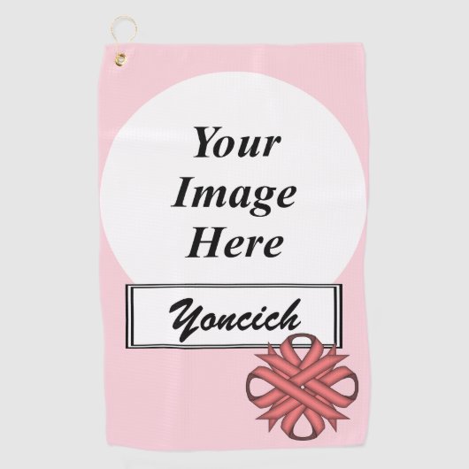 Serviette De Golf Ruban de trèfle rose par Kenneth Yoncich (Devant)