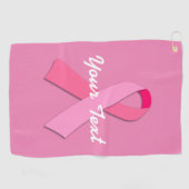 Serviette De Golf Ruban rose avec texte personnalisé (Horizontal)