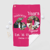 Serviette De Golf Ruby Red 40th Mariage Anniversary 11 Photo Collage (En situation)