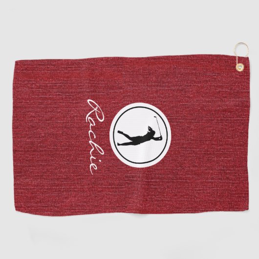 Serviette De Golf Ruby Red Denim Fabric Print, Woman's (Horizontal)