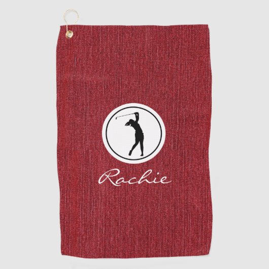 Serviette De Golf Ruby Red Denim Fabric Print, Woman's (Devant)