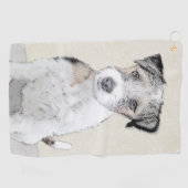 Serviette De Golf Russell Terrier Rough Painting - Art original du c (Horizontal)
