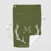 Serviette De Golf Rustic Army Green Antler Personnalisé Groomsmen Ca (En situation)