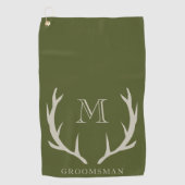 Serviette De Golf Rustic Army Green Antler Personnalisé Groomsmen Ca (Devant)
