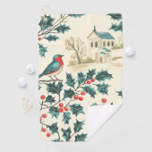 Serviette De Golf Rustic Bird et Poinsettia Motif de Noël (7) (En situation)