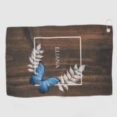 Serviette de golf Rustic Blue Butterfly (Horizontal)