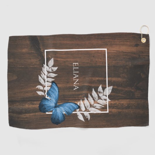 Serviette de golf Rustic Blue Butterfly (Horizontal)