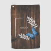 Serviette de golf Rustic Blue Butterfly (Devant)