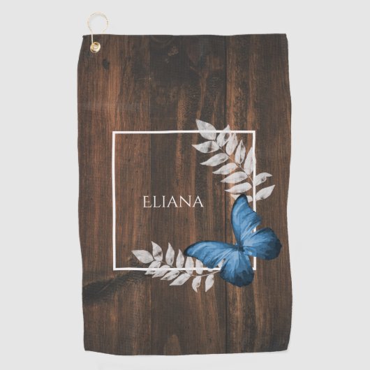Serviette de golf Rustic Blue Butterfly (Devant)