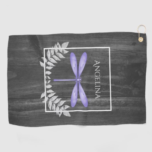 Serviette de golf Rustic Dragonfly violet (Horizontal)