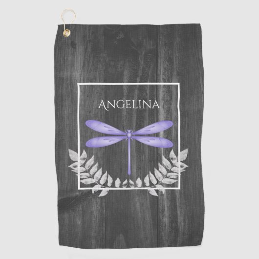 Serviette de golf Rustic Dragonfly violet (Devant)