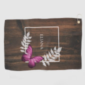 Serviette de golf Rustic Rose Butterfly (Horizontal)