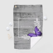 Serviette de golf Rustique à papillon violet (En situation)