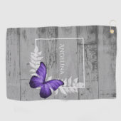 Serviette de golf Rustique à papillon violet (Horizontal)