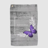 Serviette de golf Rustique à papillon violet (Devant)