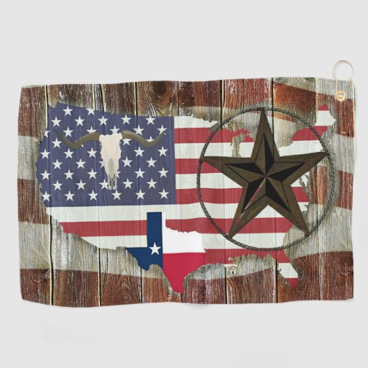Serviette De Golf Rustique Texas Lone Star Texas Long Horn (Horizontal)