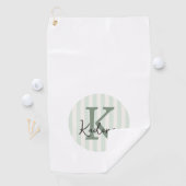 Serviette De Golf Sage Green Charcoal Custom Striped Circle Monogram (En situation)