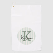 Serviette De Golf Sage Green Charcoal Custom Striped Circle Monogram (Devant)