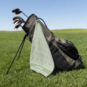 Serviette De Golf Sage Green Hexagon Honeycomb Nom du Motif