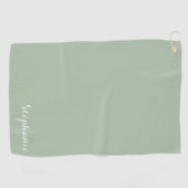 Serviette De Golf Sage Green Nom Moderne Élégant Monogramme Boho (Horizontal)