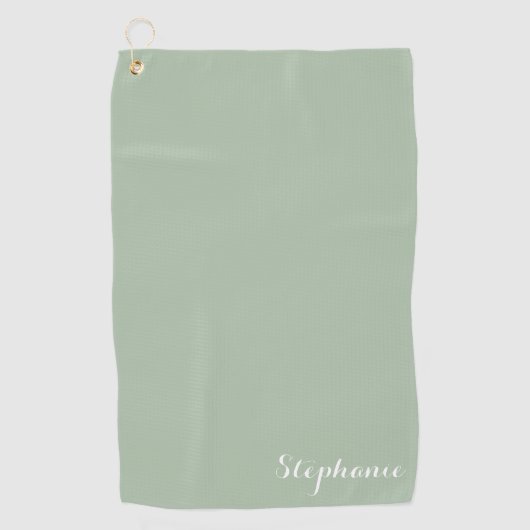Serviette De Golf Sage Green Nom Moderne Élégant Monogramme Boho (Devant)
