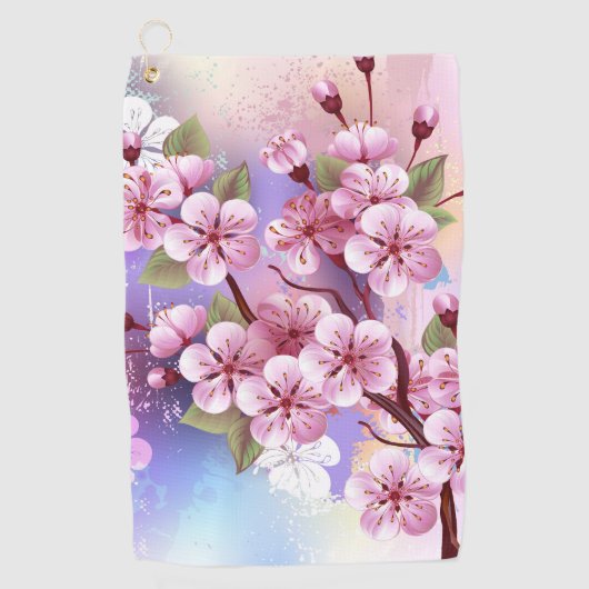 Serviette De Golf Sakura rose sur la peinture Arrière - plan (Devant)