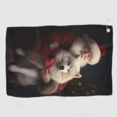Serviette De Golf Samoyé Avec Noël Festif Du Père Noël (Horizontal)