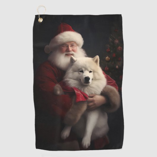 Serviette De Golf Samoyé Avec Noël Festif Du Père Noël (Devant)