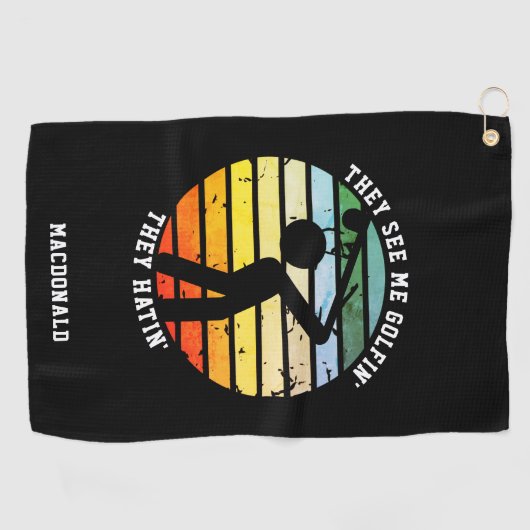 Serviette De Golf S'AMUSER ILS ME VOIENT GOLFIN' ILS ONT HONTE' Retr (Horizontal)