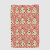 Serviette De Golf Sapins de Noël rétro houx baie étoile canne à bonb (Devant)