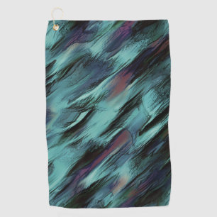 Serviette De Golf Satin taché de noir à cyan, et taches rouges